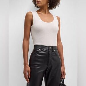Neiman Marcus Cashmere Collection Cashmere Basic Tank Top in Winter White